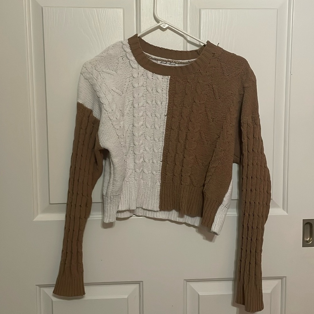 White and brown sweater